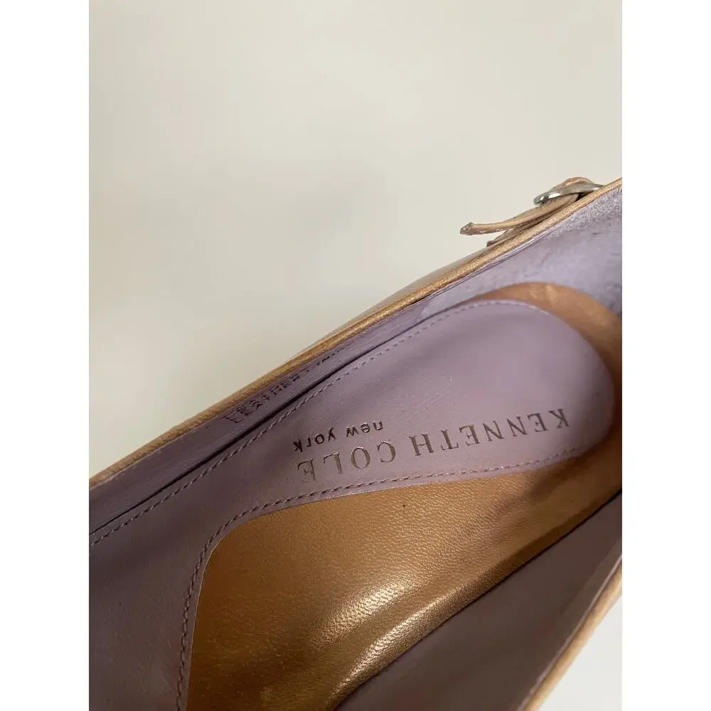 Kenneth Cole New York Y2K Gold “Backstage” Leather Heels Pumps Size 6-6.5